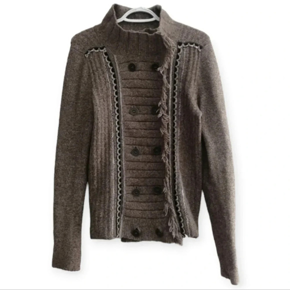 Free People Chenille Knit Double Breasted Cardigan Cuddle Bear Admiral Tan Small - Picture 1 of 16